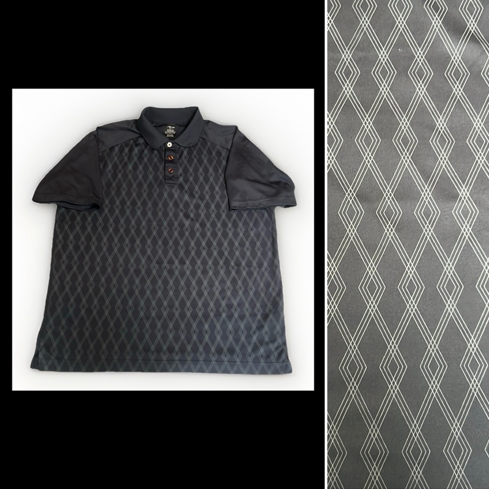 Page & Tuttle Argyle Print Golf Polo Men's sz L Grey